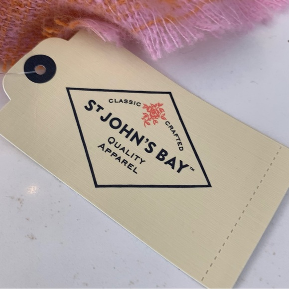 St. John's Bay Pink Multicolored Plaid  Winter / Fall   Scarf 75” x 27” NEW - Picture 7 of 7